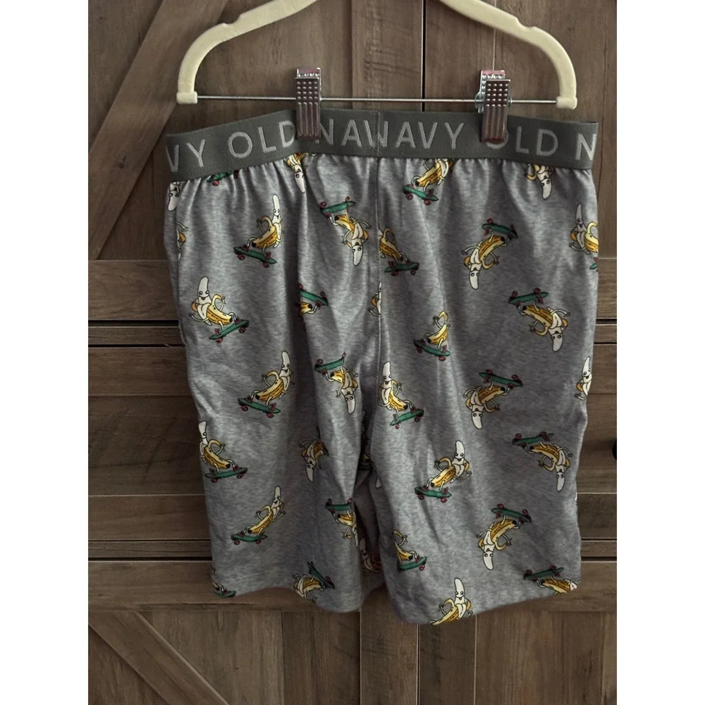 Old Navy Boys Gray Skateboard Banana Print Pajama Sleep Shorts Size L 10-12